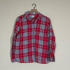 J.Crew Women’s Plaid Popover Shirt Size M Red Blue Lightweight Pullover Top